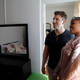 Co-founder and CEO of Airbnb Brian Chesky talks to Linda Pona at her bed and breakfast in Langa township, Cape Town, South Africa March 17, 2017.